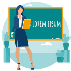 Teacher at the blackboard.