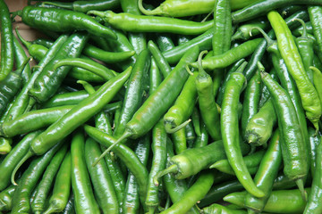green chili peppers on the market