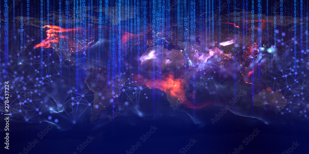 Poster data deep learning, signal of satellite, server hacker privacy online, system futuristic of world of