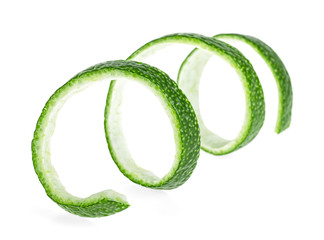 Lime fruit peel isolated on a white background