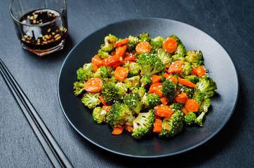 Asian roasted carrots and broccoli