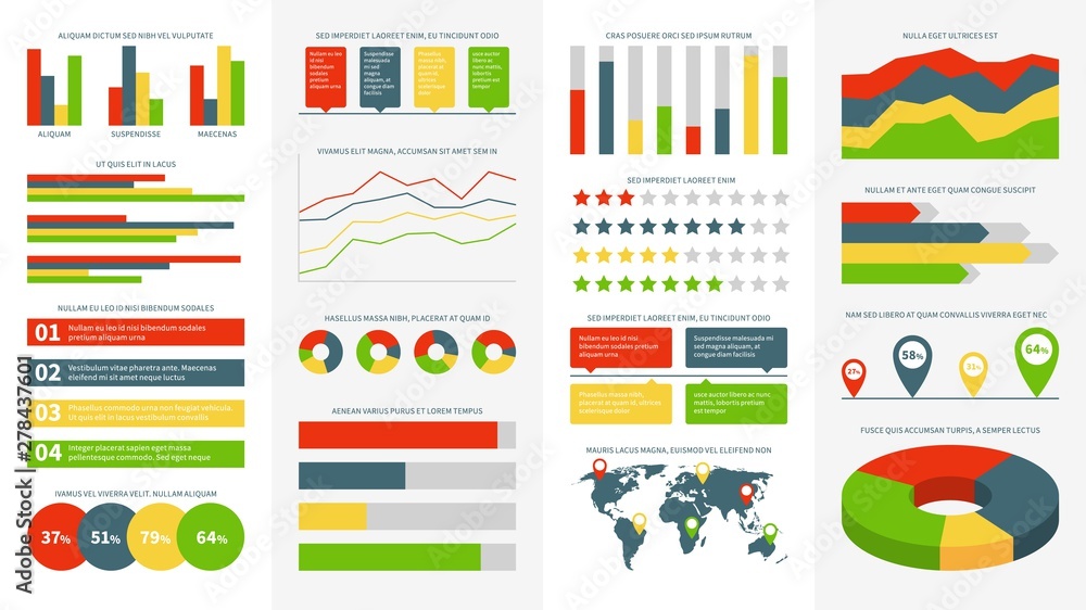 Poster infographics elements. info charts, diagrams and graphs. flowchart and timeline for business report 