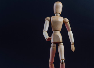 wooden mannequin in action and movement