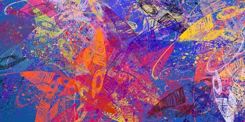 Crazy sketch random pattern. Creative chaos and variety. Modern art drawing painting. 2d illustration. Digital texture wallpaper. Artistic sketch draw backdrop material. 