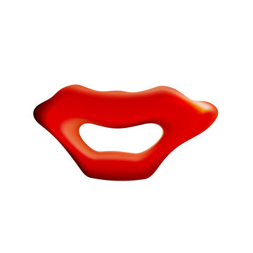 Red lips silhouette close up isolated. Vector illustration kiss