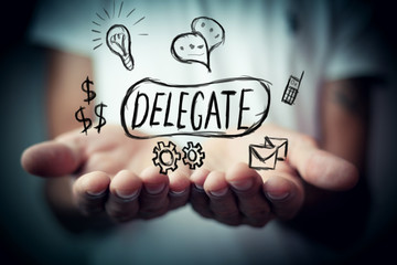 Delegation concept with thoughtful businessman