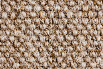 Brown linen textile background. Fiber fabric retro texture.