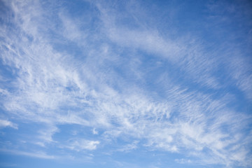 Simple sky Light clouds in the blue sky. Background for design. Blue color of the sky