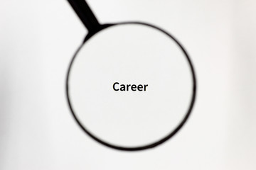 black magnifier increases the inscription on a white sheet, mock up