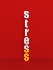 Cigarette. Concept of smoking and stress. vertical inscription - stress in the form of a cigarette. 3d illustration