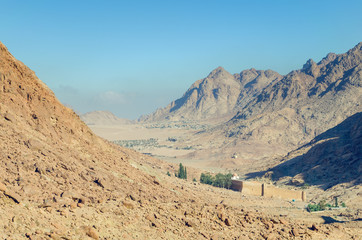 Monastery of St. Catherine in the mountains of Egypt in the Sinai Peninsula