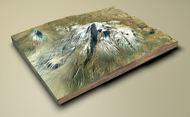 Aerial view of Mount Ararat, Agrı Dagı. The highest mountain in Turkey, close to the city of Igdır. The resting place of Noah's Ark. 3d rendering