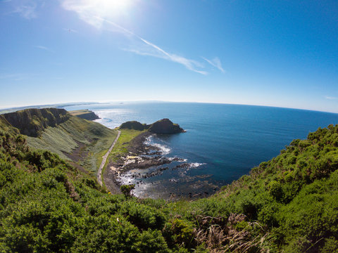 Giants Causeway Aerial View, Basalt Columns On North Coast Of Northern Ireland Near Bushmills 