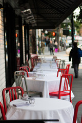 outdoor seating for a restaurant in a city