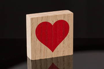 Red Heart Wooden Block Tile