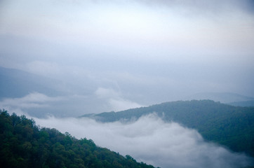 misty valley  in shenandoah national park usa