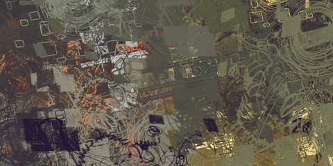 Handmade surreal abstract pattern. Modern artistic canvas. 2d illustration. Texture backdrop painting.