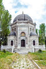 Fototapeta na wymiar Istanbul, Turkey, 5 May 2006: Tombs of the sleeping sultans, Eyup. Tomb of Sultan V Mehmet Resad 1844-1918.
