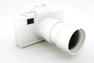 Black and White Digital DLSR Camera. 3D illustration