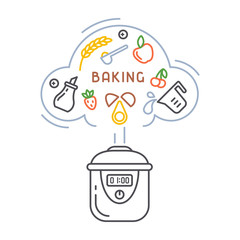 Vector concept of cooking bakery products in a slow cooker
