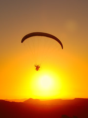 Flaying to Sunset on Paramotor  - In Brazilian sky.