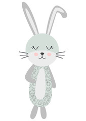 Cute cartoon rabbit in scandinavian style. Childish print for nursery, kids apparel,poster, postcard