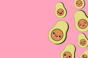 Banner template with place for text - funny Emoji avocado Vector illustration