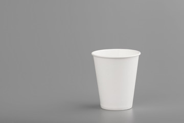 disposable empty white paper cup copyspace