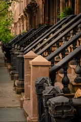 Fototapeta na wymiar A perspective of Brooklyn Heigts stoop stairs