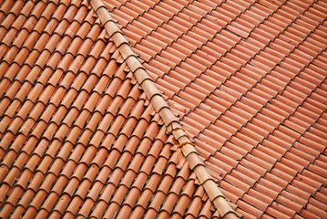 Roof top with red tiles. Bologna, Italy