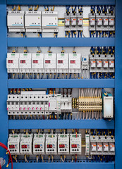 Voltage switchboard with circuit breakers.