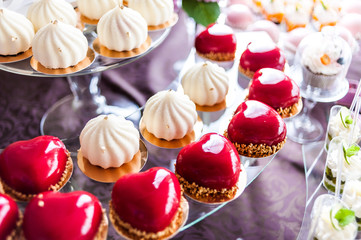 Candies table. Candy bar on the wedding.