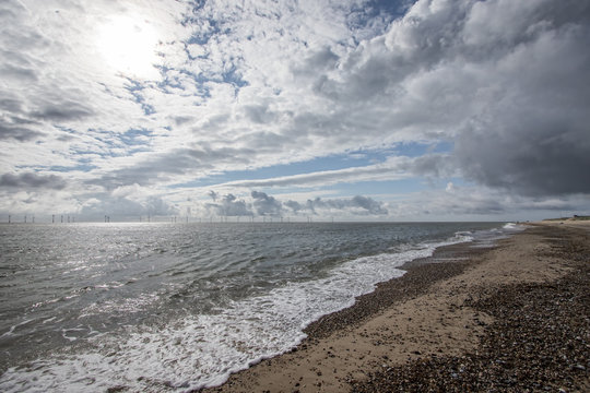 The coast of East Anglia Norfolk UK. Coastal view.