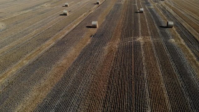 Nice aerial view of haystack on the field