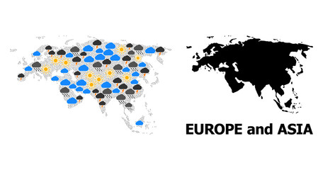 Fototapeta premium Climate Collage Map of Europe and Asia