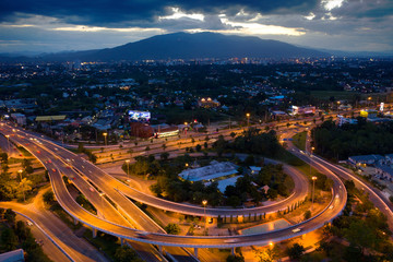 Aerial view Express way in Chiangmai, Thailand.