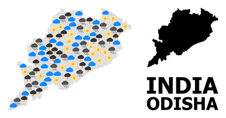 Obraz premium Climate Collage Map of Odisha State