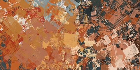 Obraz premium Retro style oil drawing. 2d illustration.