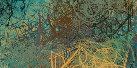 Retro style oil drawing. 2d illustration.