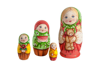 Russian dolls isolated on white background