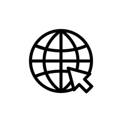 flat line globe network icon symbol sign, logo template, vector, eps 10
