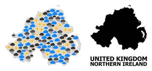 Obraz premium Climate Collage Map of Northern Ireland