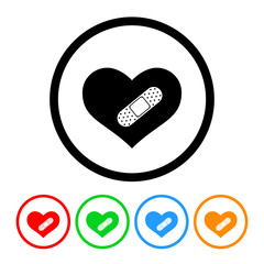 Bandaged heart icon vector heart illustration injury recovery design element with four color variations