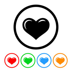 Shiny heart icon vector heart illustration valentines day love design element with four color variations
