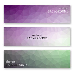 Set of three banners in low poly art style