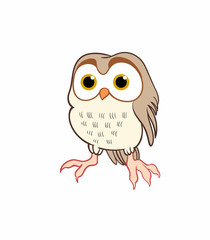 Cute cartoon grey owl