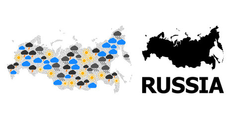 Fototapeta premium Climate Collage Map of Russia