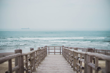 Obraz premium Plaża, most, plaża, most, morze, kąpiel