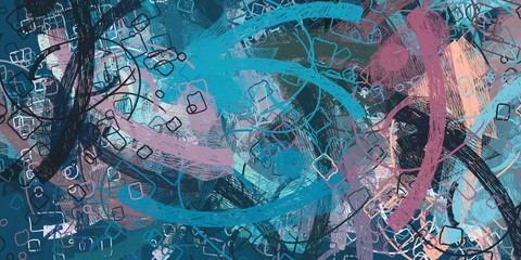 Crazy sketch random pattern. Creative chaos and variety. Modern art drawing painting. 2d illustration. Digital texture wallpaper. Artistic sketch draw backdrop material. 