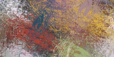 Crazy sketch random pattern. Creative chaos and variety. Modern art drawing painting. 2d illustration. Digital texture wallpaper. Artistic sketch draw backdrop material. 